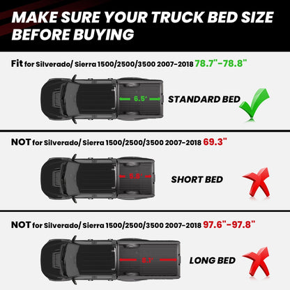 LASFIT Fit for 2007-2018 Chevrolet Silverado 1500 Heavy Duty 5.8FT or 6.5FT Bed Mat, Not Fit 2007 Classic Body Style
