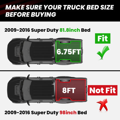 LASFIT Fit for 2009-2016 Ford F-250 F-350 F-450 6.75FT(81") Heavy Duty Truck Bed Mat, Not Fit Drop-in liners