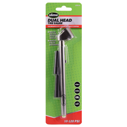 Slime Dual Head Pencil Tire Gauge with Valve Extenders (10-120 psi)