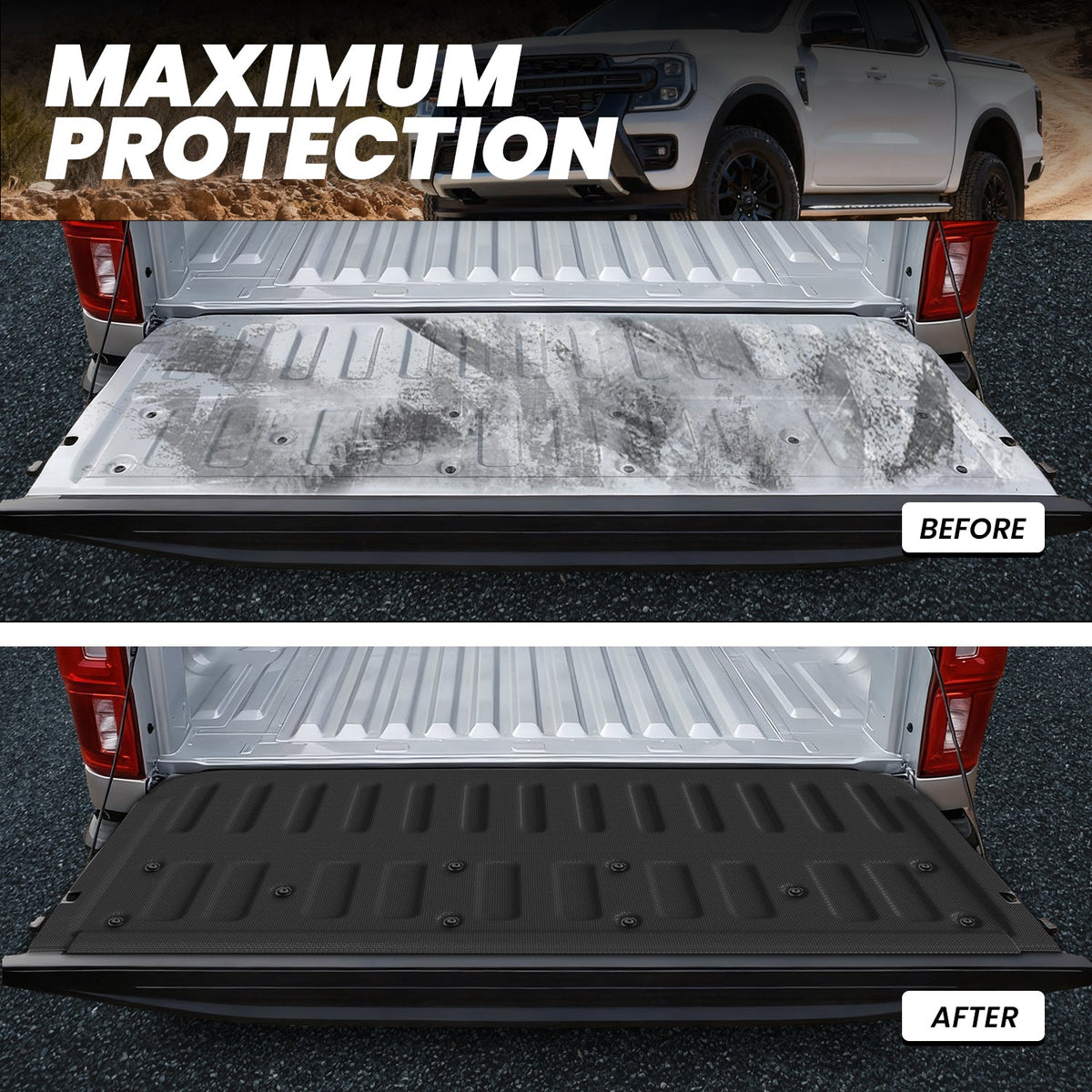 LASFIT Fit for 2019-2023 Ford Ranger Custom Bed Mat or Tailgate Mat, Not Fit Drop-in liners