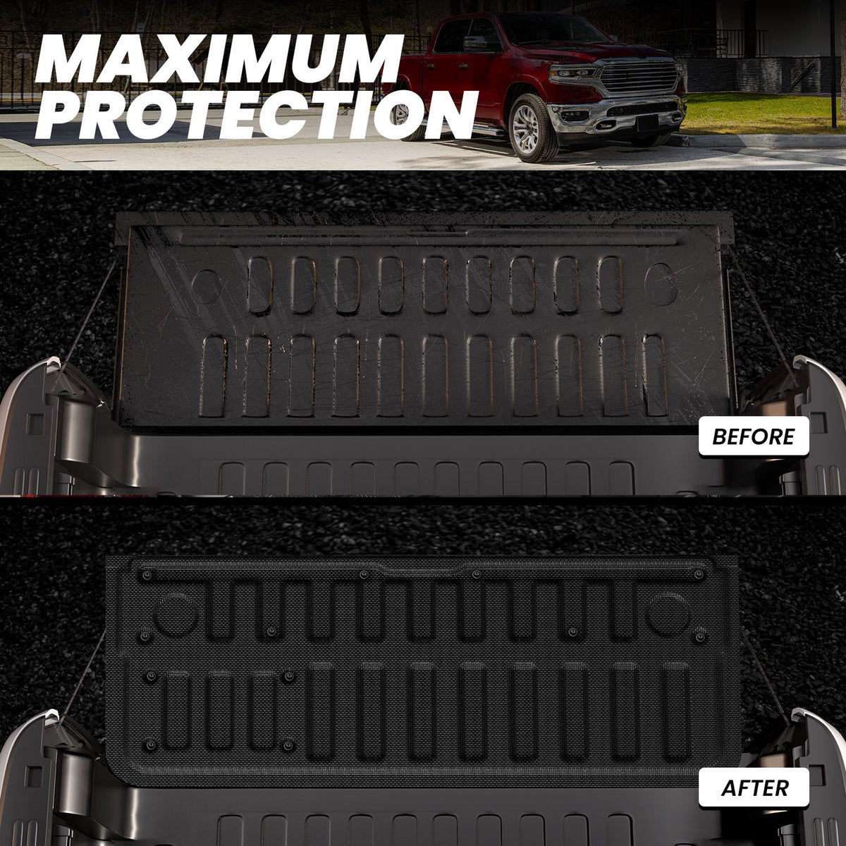 LASFIT Fit for 2019-2027 Ram 1500 Truck Tailgate Mat, Not Fit Drop-in liners