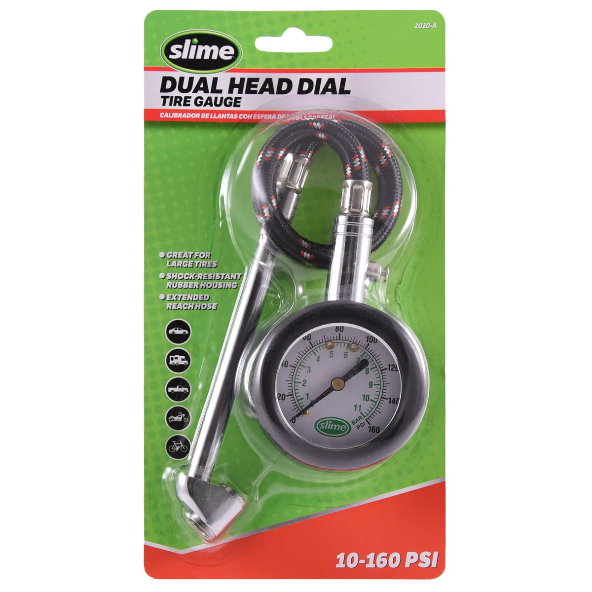 Slime Dual Head Dial Tire Gauge (10-160 psi)