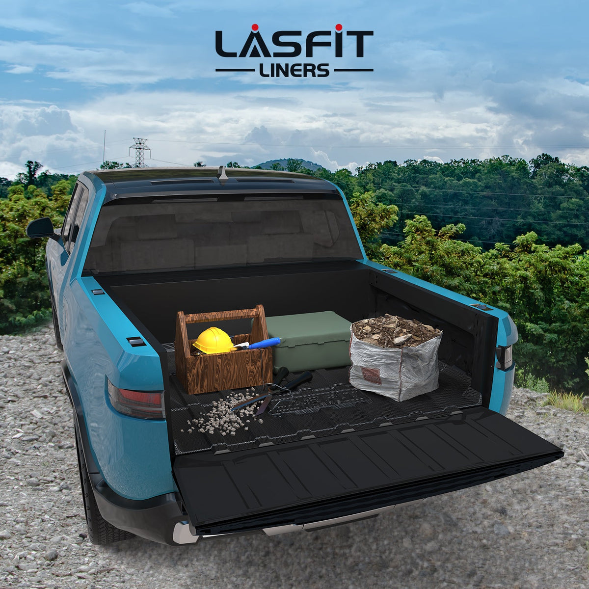 LASFIT Fit for 2022-2026 Rivian R1T Heavy-Duty 4'6" Truck Bed Mat, Not Fit Drop-in liners