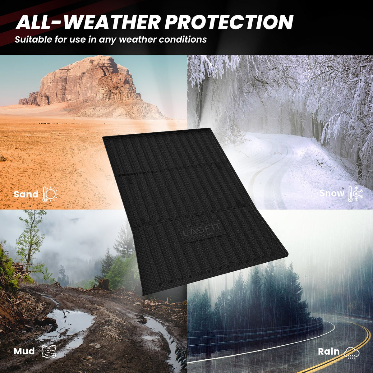 LASFIT Fit for 2023-2026 Tesla Cybertruck Heavy Duty Truck Bed Mat, Not Fit Drop-in liners