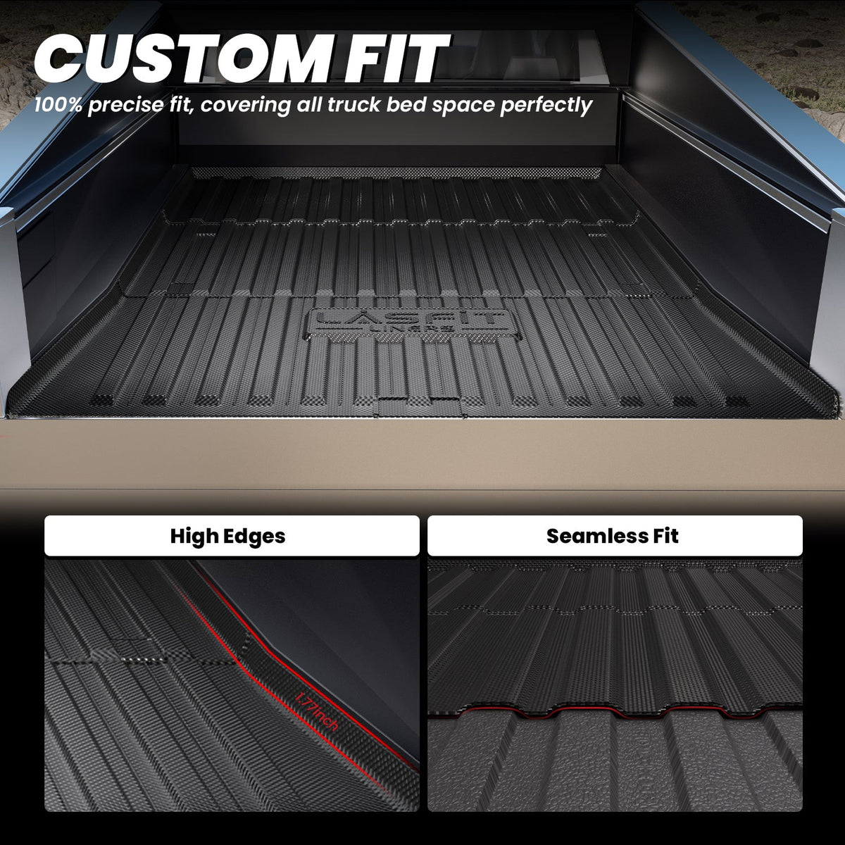 LASFIT Fit for 2023-2026 Tesla Cybertruck Heavy Duty Truck Bed Mat, Not Fit Drop-in liners