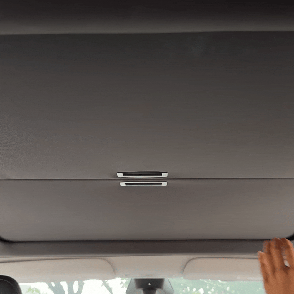 EVBASE Model Y L Retractable Sunshade Glass Roof Sun Shade with Roll Fabric Style Heat Insulation & UV Protection