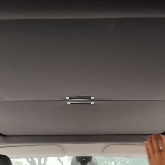 EVBASE Model Y L Retractable Sunshade Glass Roof Sun Shade with Roll Fabric Style Heat Insulation & UV Protection