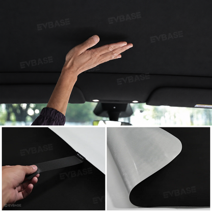 EVBASE Model Y L Glass Roof Sunshade Silicone Electrostatic Sunroof Shade Heat Insulation UV Protection Faux Suede Sun Visor