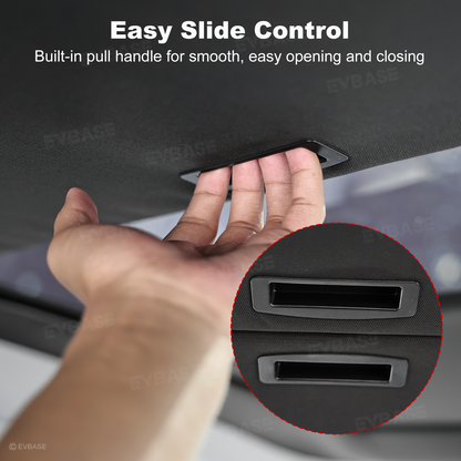 EVBASE Model Y L Retractable Sunshade Glass Roof Sun Shade with Roll Fabric Style Heat Insulation & UV Protection