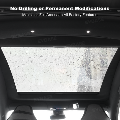 EVBASE Model Y L Retractable Sunshade Glass Roof Sun Shade with Roll Fabric Style Heat Insulation & UV Protection