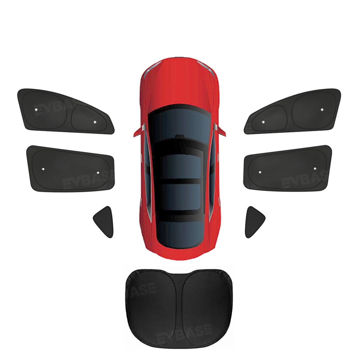 EVBASE Model Y Juniper Sunshade Set Front & Rear Windshield Shade & Side Window Shades UV & Heat Protection Privacy Cover for