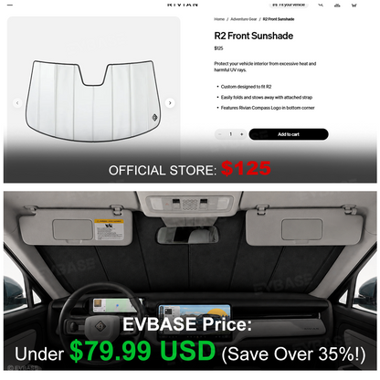 EVBASE Windshield Sunshade for Rivian R2 OEM-Style Front Window Shade Heat Insulation & UV Protection