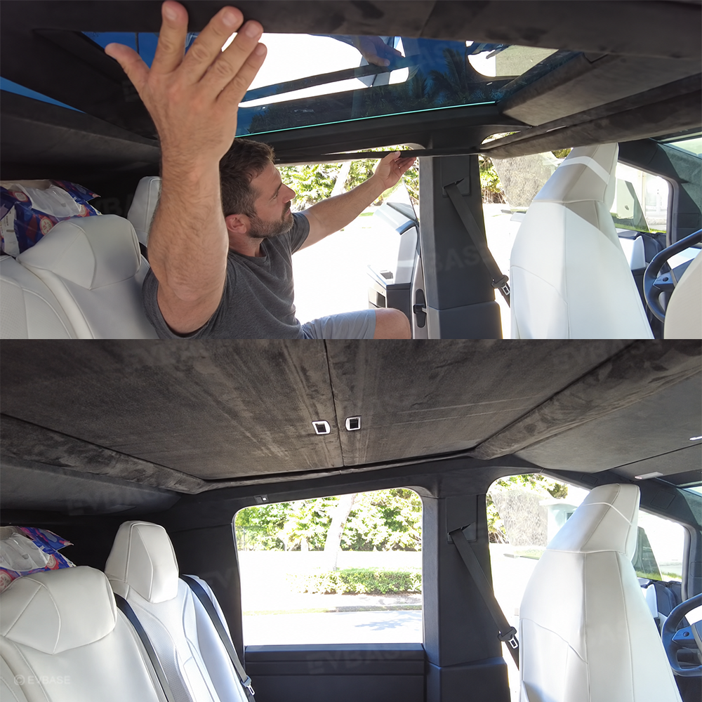 EVBASE Cybertruck Sunshade Retractable Glass Roof Sunshade with Roll Fabric Style Heat Insulation UV Protection