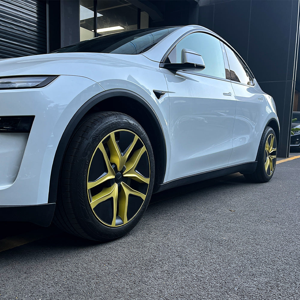 Yeslak 2026 Tesla Model Y Juniper Black/Gold Wheel Cover – Performance Style Upgrade for 19’’ Crossflow Wheels