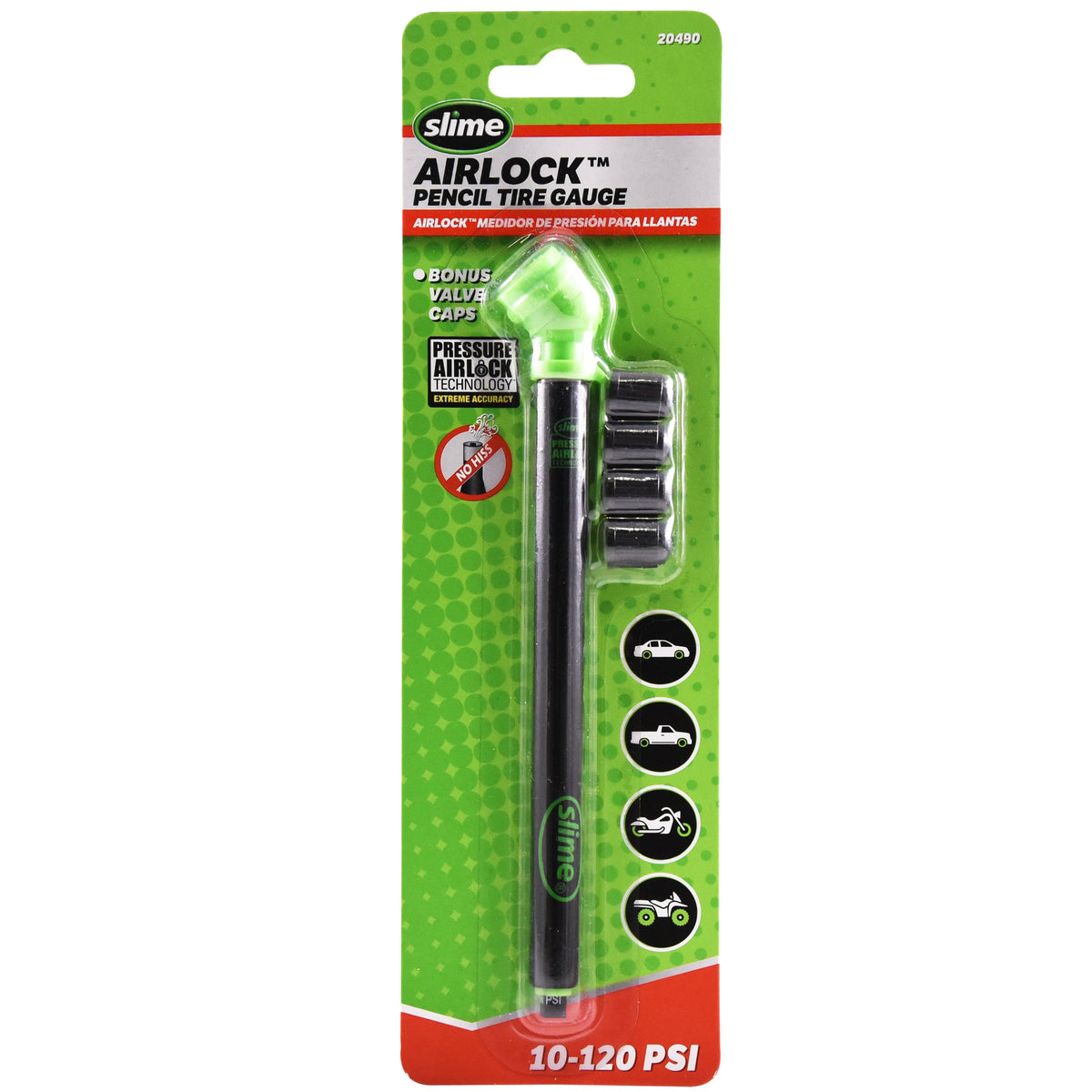 Slime Airlock Pencil Tire Gauge (10-120 psi)