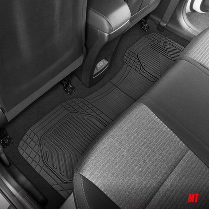 Motor Trend MetallicGuard Car Floor Mats Full Set - Durable Rubber Floor Mats with Blue Metallic Heel Pad, All-Weather Interior Protection for