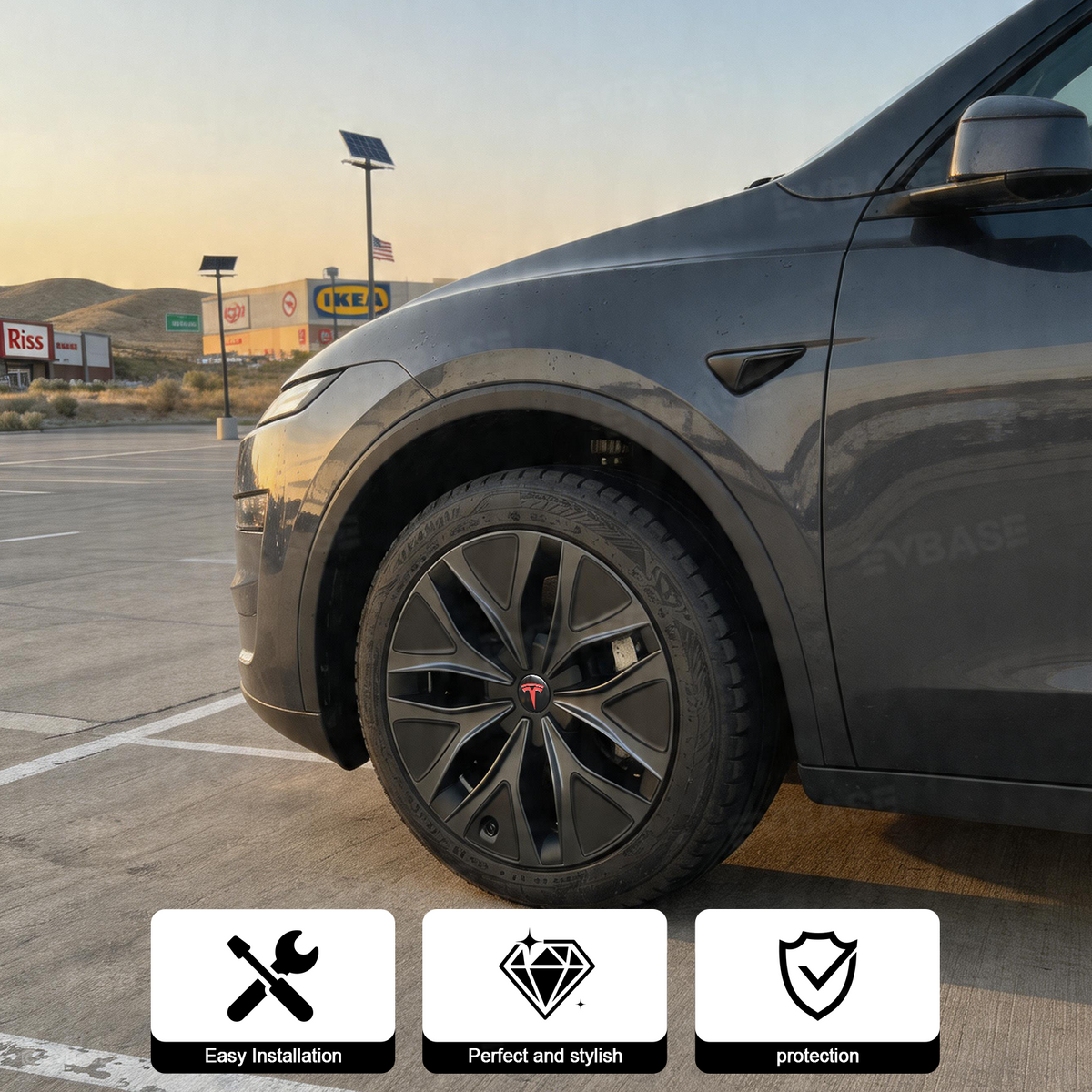 EVBASE Model Y L Wheel Covers 19" Mecha Wheels Hubcaps Inspired By Model Y Performance