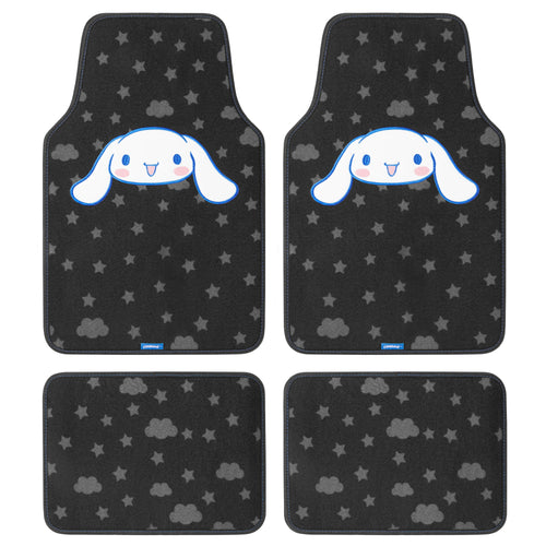 Cinnamoroll Carpet Car Floor Mats - Universal Fit for Cars, SUVs & Trucks - Super Cute Cinnamoroll Print & Pattern Accents - Front & Rear Set, 4 Piece
