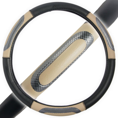 BDK Two-Tone Sport Carbon Grip Steering Wheel Cover (Fits 14.5" - 15.5")