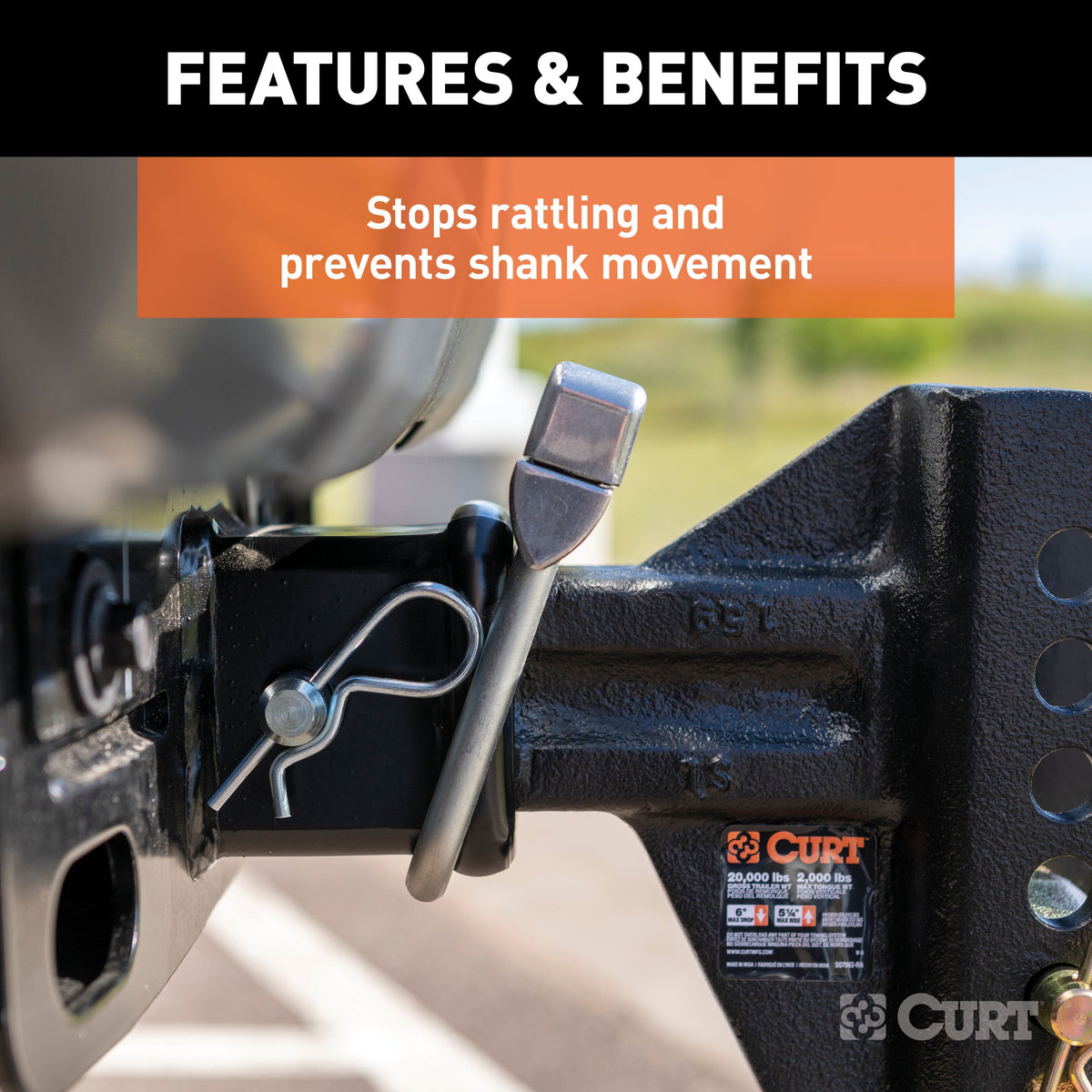 CURT No-Tool Anti-Rattle Hitch Clamp for 2-1/2" Receiver