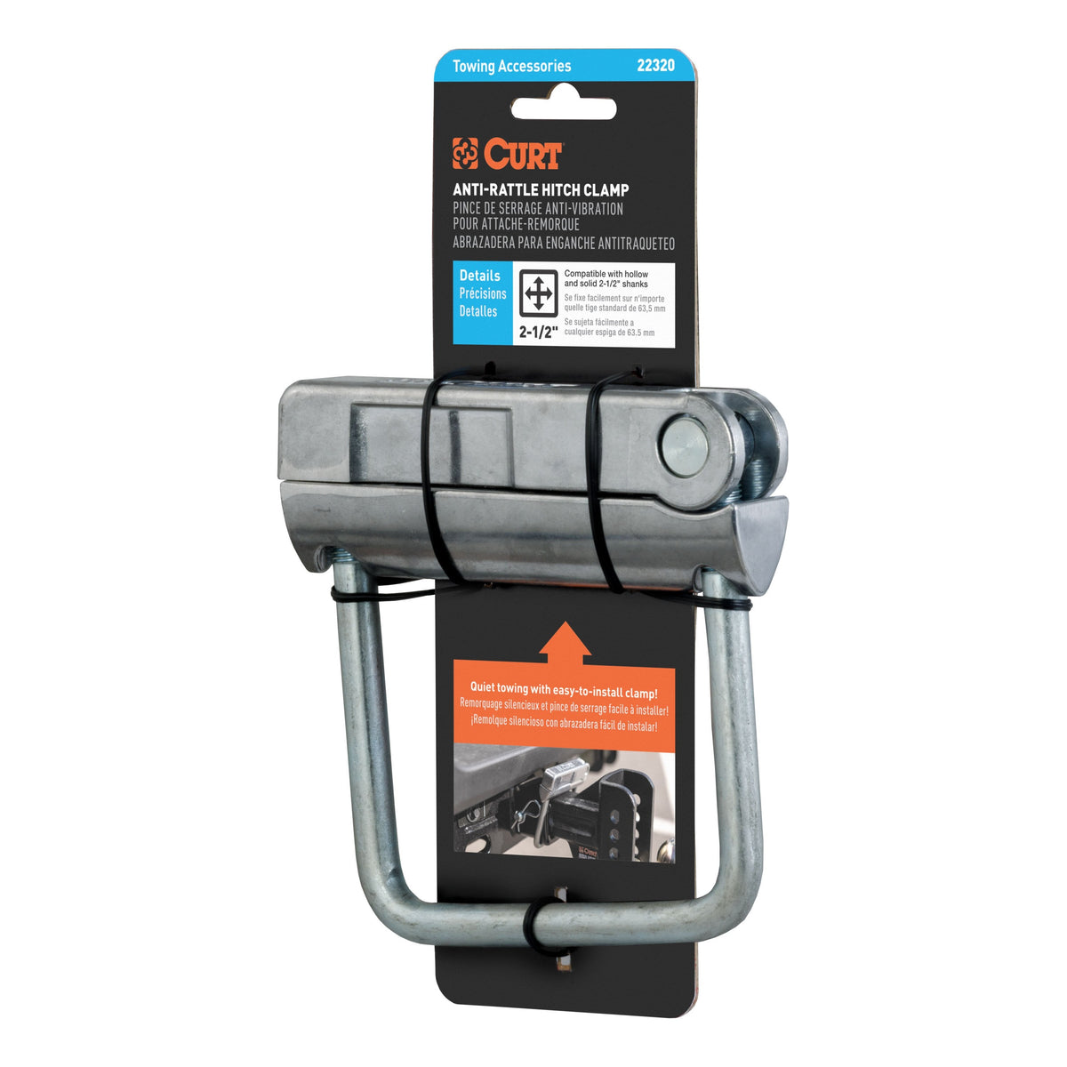 CURT No-Tool Anti-Rattle Hitch Clamp for 2-1/2" Receiver