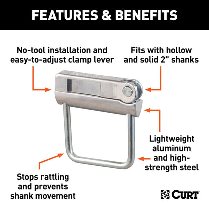 CURT No-Tool Anti-Rattle Hitch Clamp for 2" Receiver