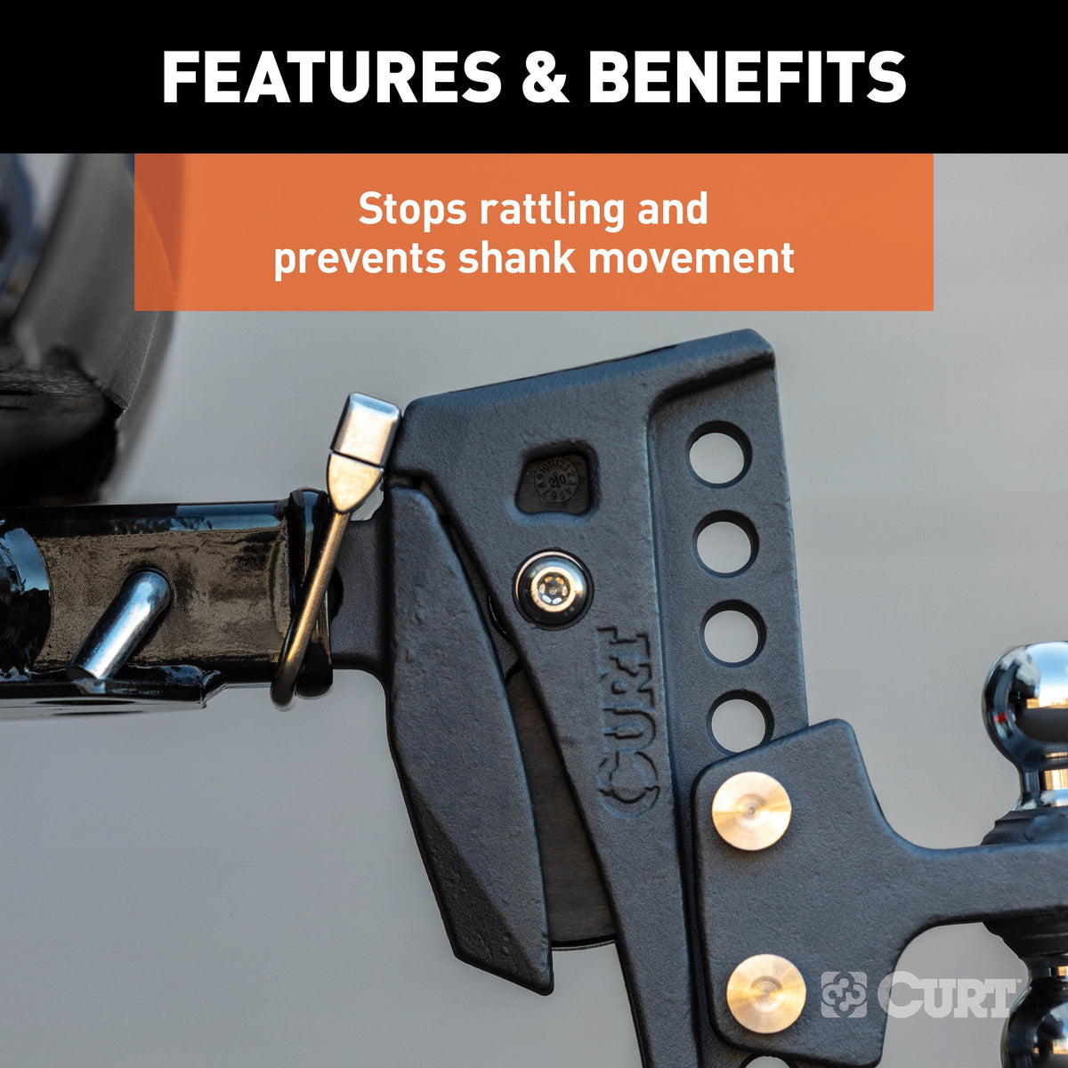 CURT No-Tool Anti-Rattle Hitch Clamp for 2" Receiver