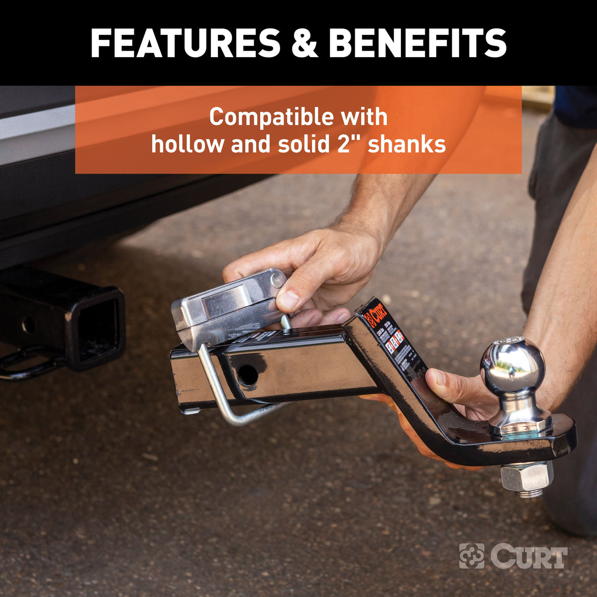 CURT No-Tool Anti-Rattle Hitch Clamp for 2" Receiver