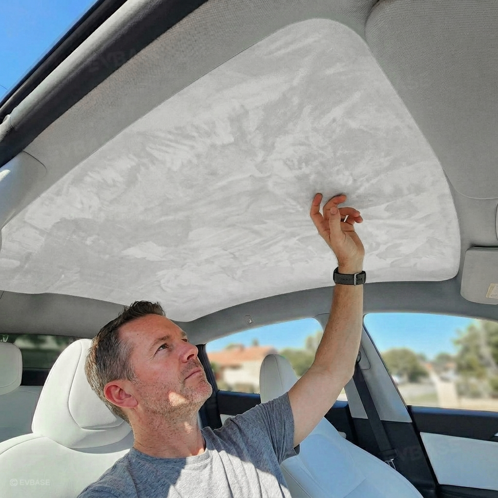 EVBASE Model Y Juniper/ 3 Highland Sunshade Silicone Electrostatic Glass Sunroof Shade Heat Insulation UV Protection Faux