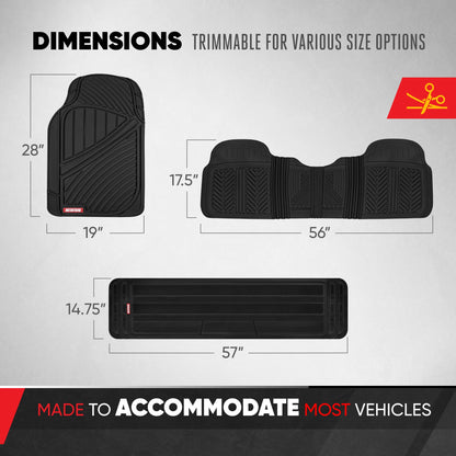 MotorTrend 4-Piece 3-Rows Extra-High Ridgeline Front Floor Mats, Middle Floor Mat, and Rear Floor Mat