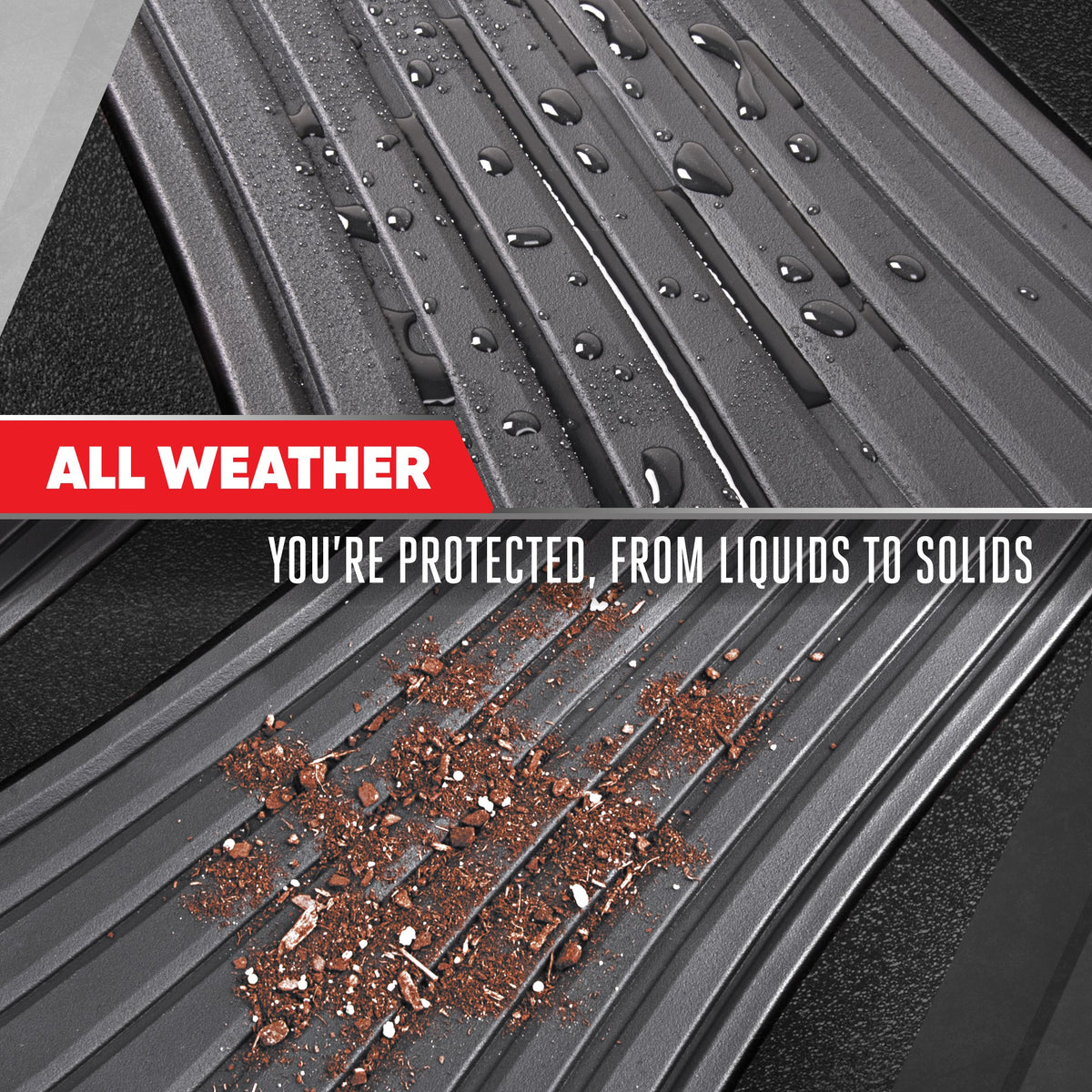 Motor Trend ChromeTech Car Floor Mats Full Set - Durable Rubber Floor Mats for Cars with Two Tone Accent, All Weather Interior Protection for