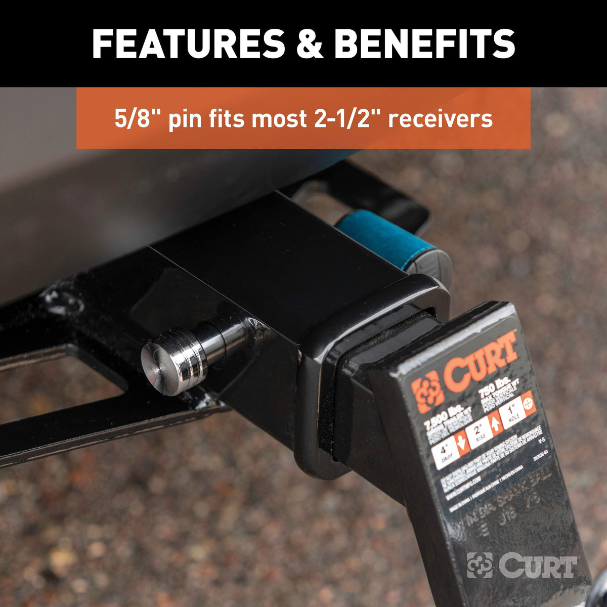 CURT 5/8" Hitch Lock (2" or 2-1/2" Receiver, Right-Angle, Chrome)