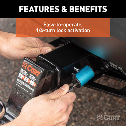 CURT 5/8" Hitch Lock (2" or 2-1/2" Receiver, Right-Angle, Chrome)