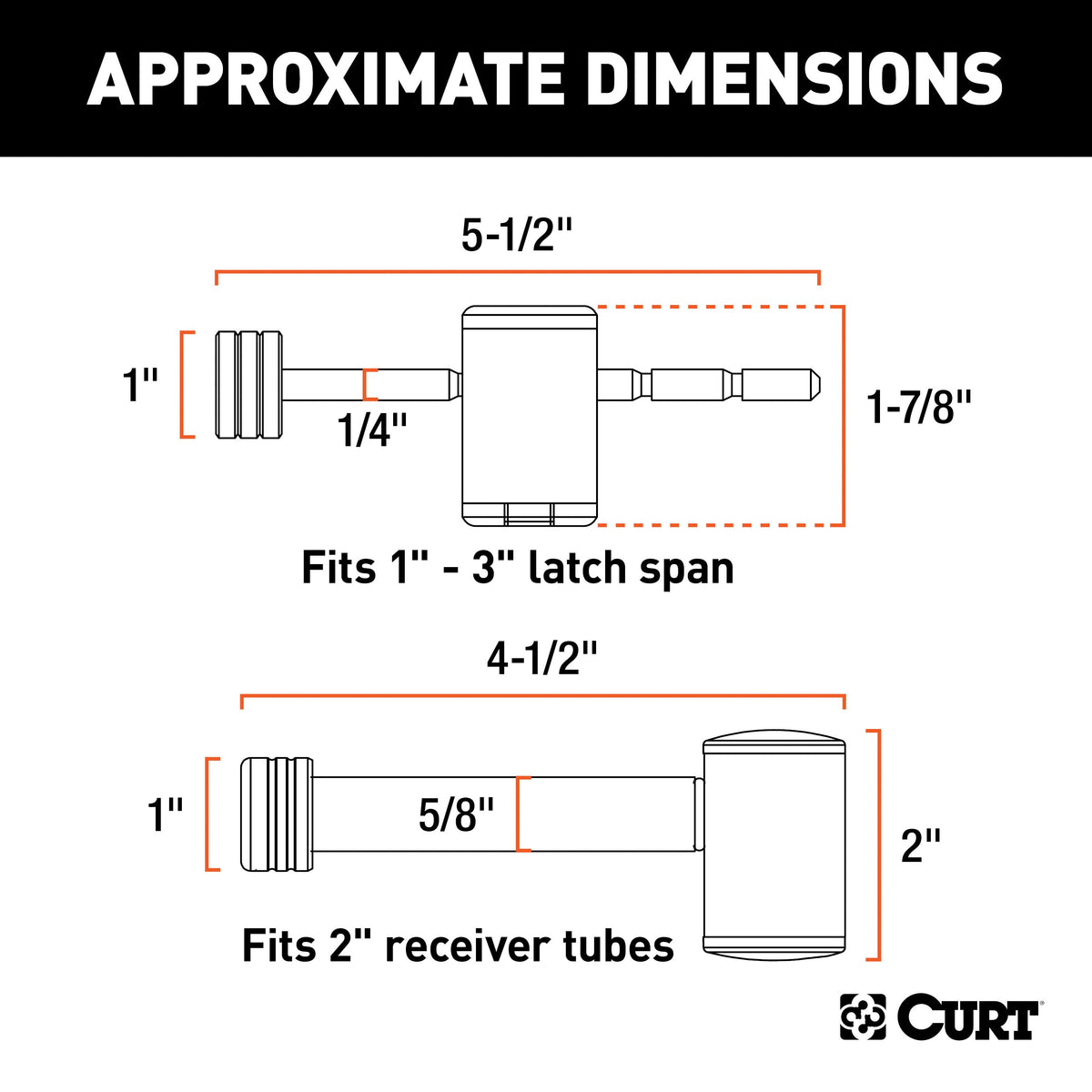 CURT Right-Angle Hitch & Coupler Lock Set (2" Receiver, 1" to 3" Latch)
