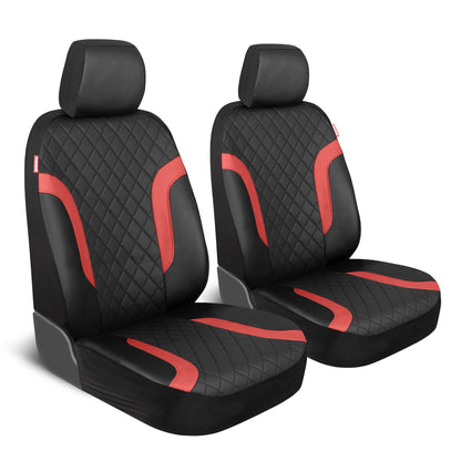 Motor Trend Faux Leather Seat Covers For Trucks, Cars, & SUV - Front Black & Red Car Seat Cover Set - Universal Fit For Most Automotives - Forros