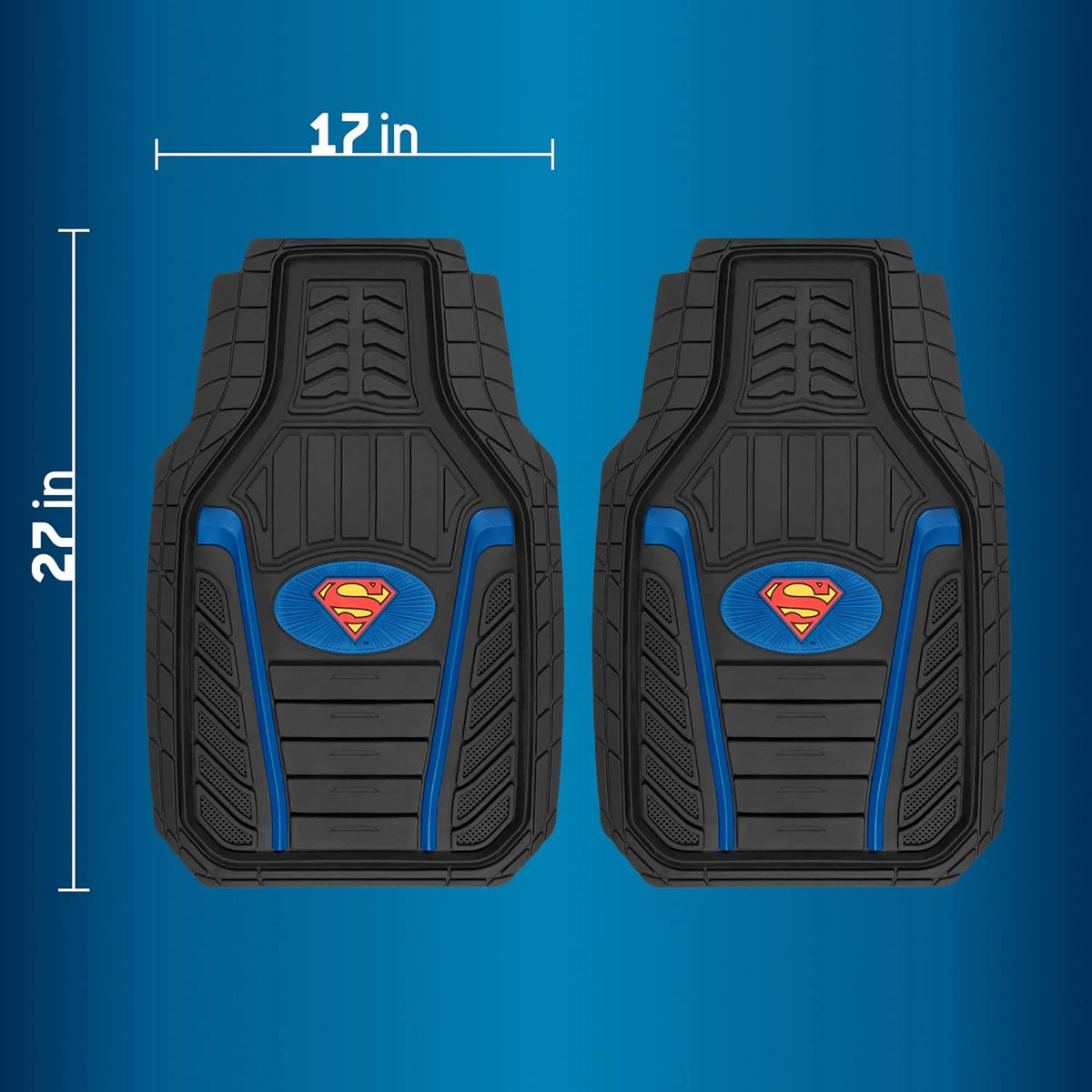 BDK Armored Super Hero Car Floor Mats - Officially Licensed DC Comics - All Weather Heavy Duty Auto Interior Liners for Car Truck Van SUV