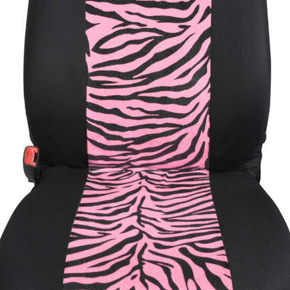 BDK 12-Piece Pink Tiger Front Seat Covers, Rear Seat Covers, Seat Belt Pads, and Steering Wheel Cover (Fits 14.5" - 15.5")
