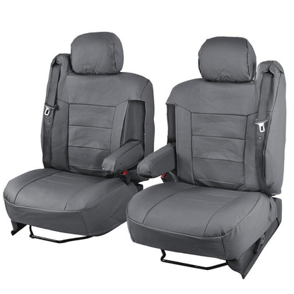 BDK 2-Pack Premium Faux Leather Front Seat Covers with Integrated Seatbelt and Armrest Covers