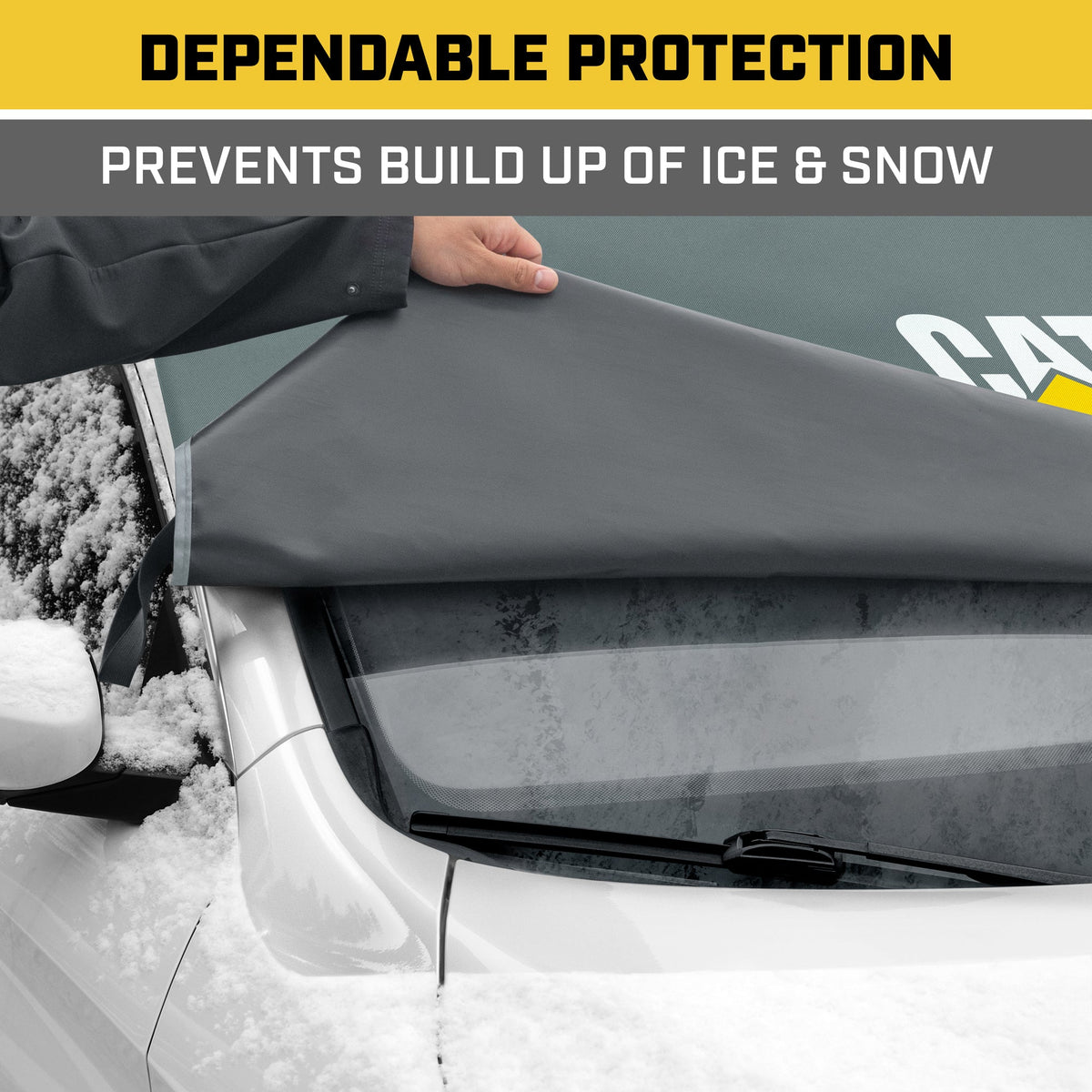 Cat® Windshield Snow Cover, Toughest Car Frost Protector for Ice & Sleet, Weatherproof for Winter, Includes Anti-Theft Straps, Freeze Protector