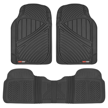 MotorTrend 3-Piece FlexTough Performance Deep Channel Front Floor Mats and Rear Floor Mat - Heavy Duty, All Weather, Trim to Fit