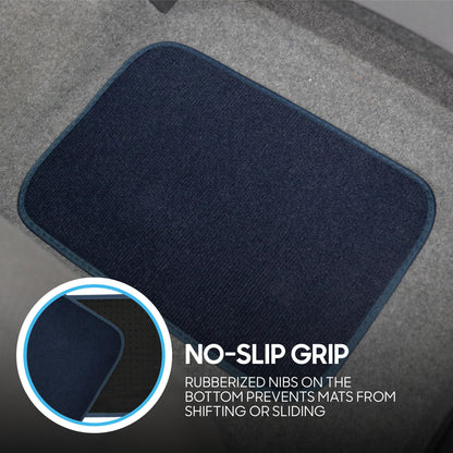 BDK 4-Piece Premium Carpet Non-Slip Heel Pad Front Floor Mats and Rear Floor Mats