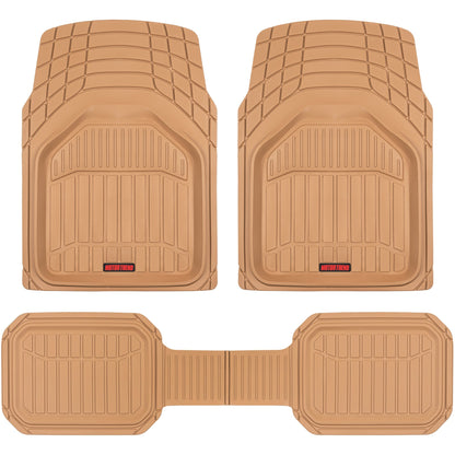 MotorTrend 3-Piece FlexTough Defender Front Floor Mats and Rear Floor Mat - Heavy Duty, All Weather, Trim to Fit