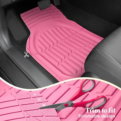 Carbella 3-Piece FlexTough Deep Dish Rubber Front Floor Mats and Rear Floor Mats - Heavy Duty, All Weather, Trim to Fit