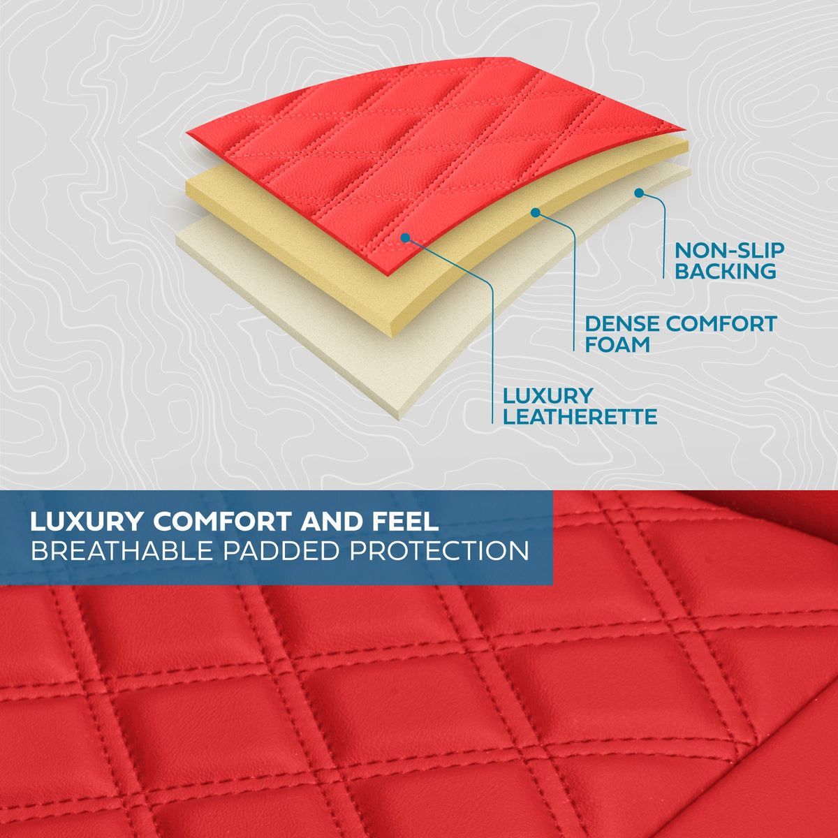 MotorBox Premium Napa Leather Rear Seat Cover – Semi Universal Fit for Most Cars, Truck & SUV – Red Back Seat Protector – Anti-Slip, Durable