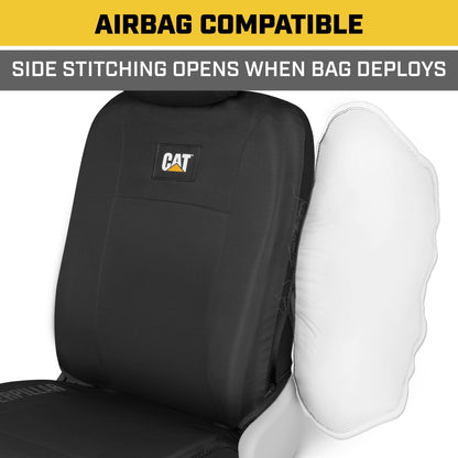 Cat® Heavy Duty Oxford Car Seat Cover for Auto - Durable Canvas Material, Universal Fit-Black