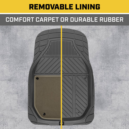 CAT 4-Piece Detachable Carpet Deep Dish Front Floor Mats and Rear Floor Mats - Heavy Duty, All Weather, Trim to Fit