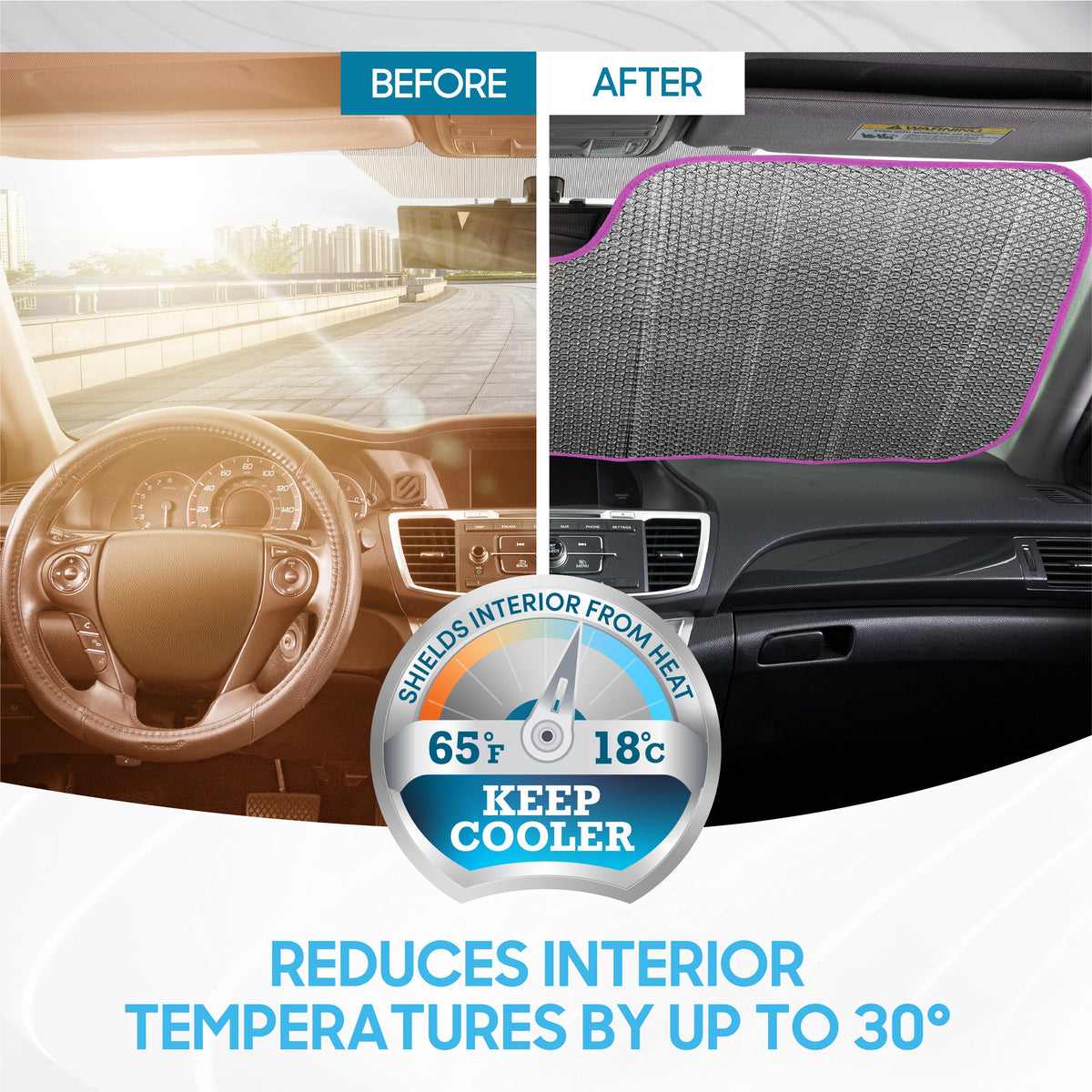BDK Retro Wave Automotive Windshield Sunshades Accordion Folding Style - Windshield Sun Shade Auto Shade for Cars Trucks SUVs Vans Sun Visor