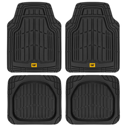 CAT 4-Piece ToughRide Rubber Front Floor Mats and Rear Floor Mats - Heavy Duty, All Weather, Trim to Fit - Black
