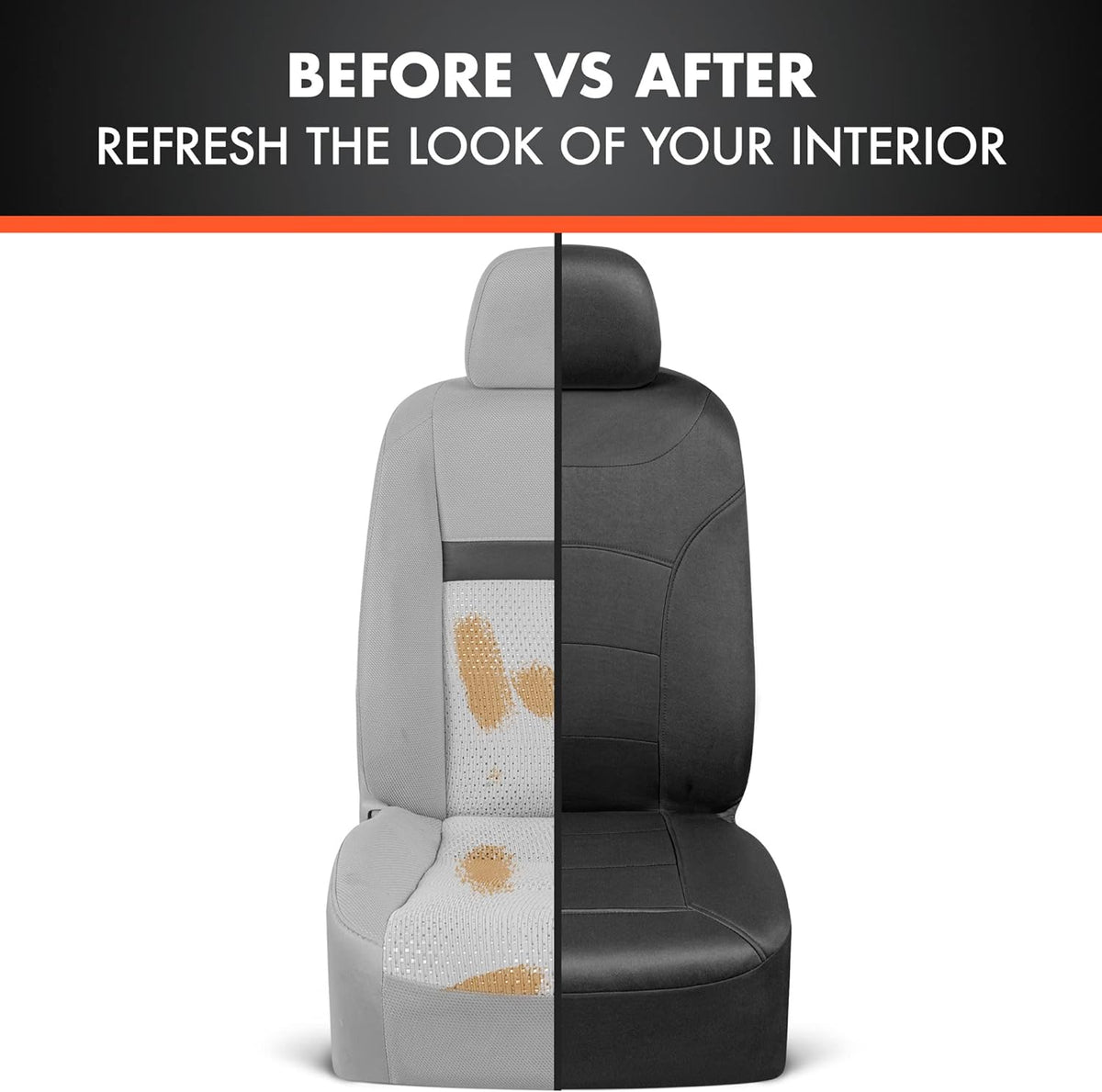 BDK carXS Turismo Car Seat Covers Full Set, Beige Two-Tone Front Seat Covers with Split Rear Bench Back Seat Cover, Automotive Seat Covers for