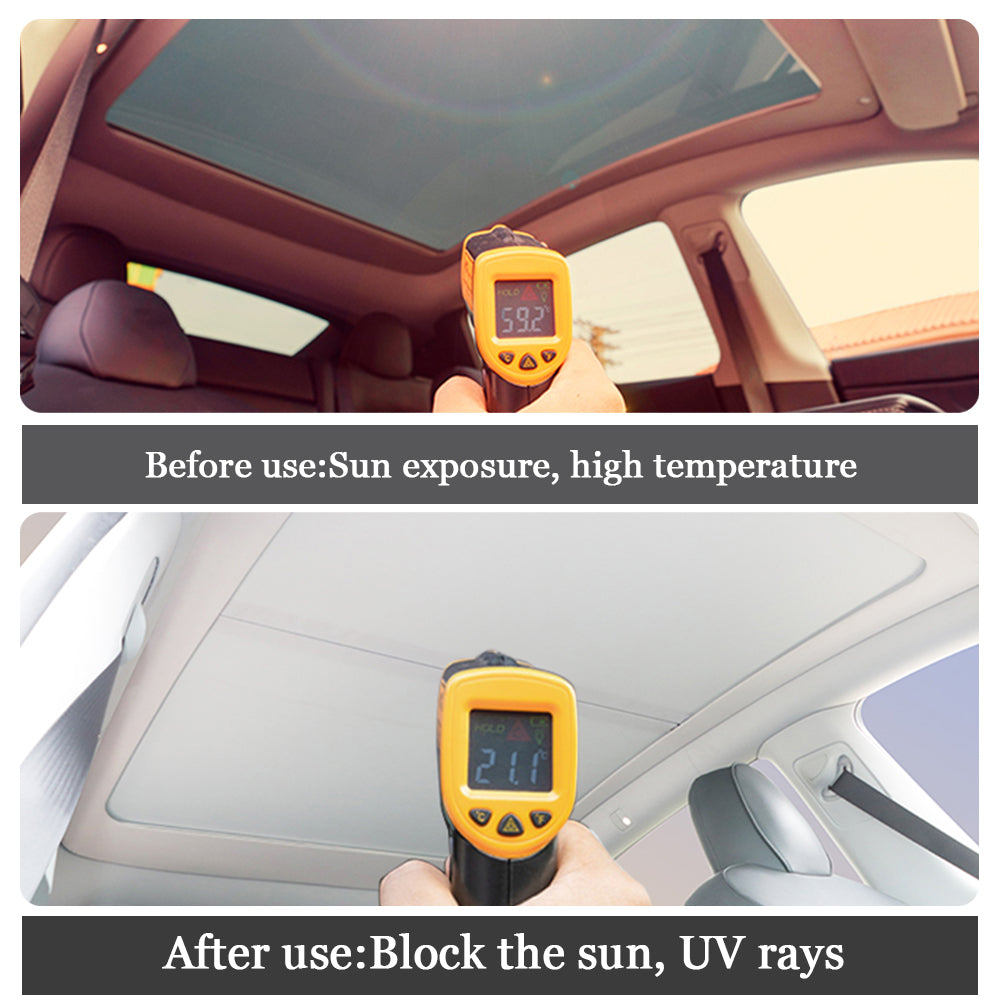 EVBASE Model Y Retractable Sunshade Glass Roof Sun Visor with Roll Fabric Style